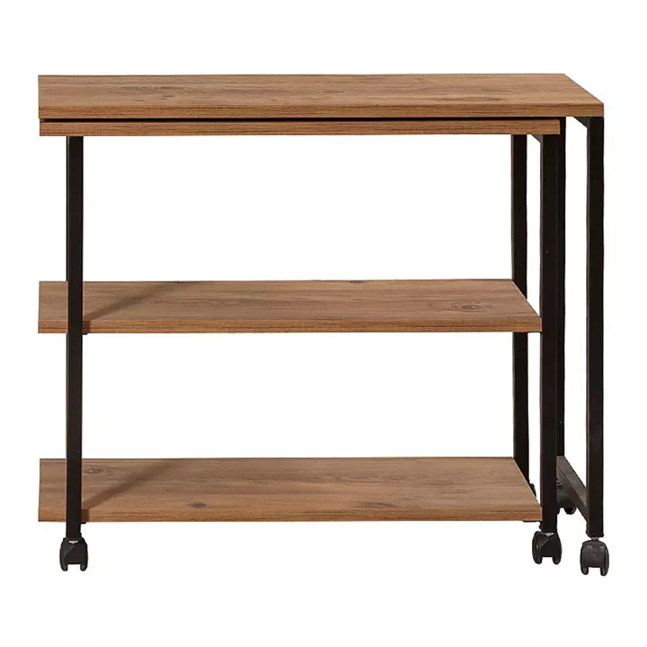 Τραπεζάκι βοηθητικό Frenk Megapap πολυμορφικό μεταλλικό - μελαμίνης χρώμα atlantic pine 76x30x66εκ.