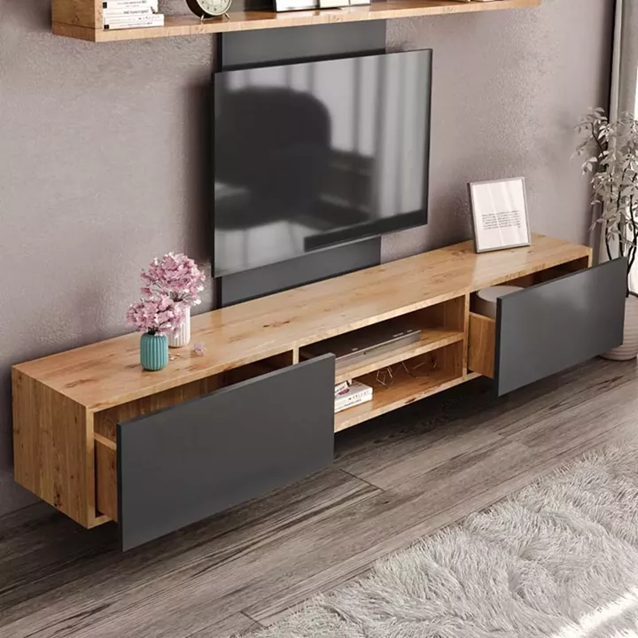 Σύνθεση τηλεόρασης Giacomo Megapap χρώμα sapphire oak - ανθρακί 180x40x45εκ.