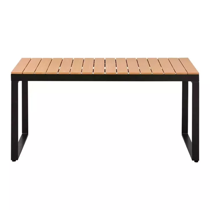 Τραπέζι κήπου Poseidon Megapap μέταλλο - ξύλο χρώμα μαύρο - καρυδί 180x92x75εκ.
