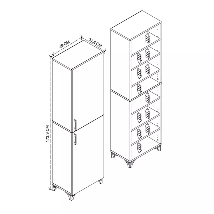 Ντουλάπι κουζίνας/μπάνιου Charlie Megapap χρώμα λευκό 49x31,8x173,9εκ.