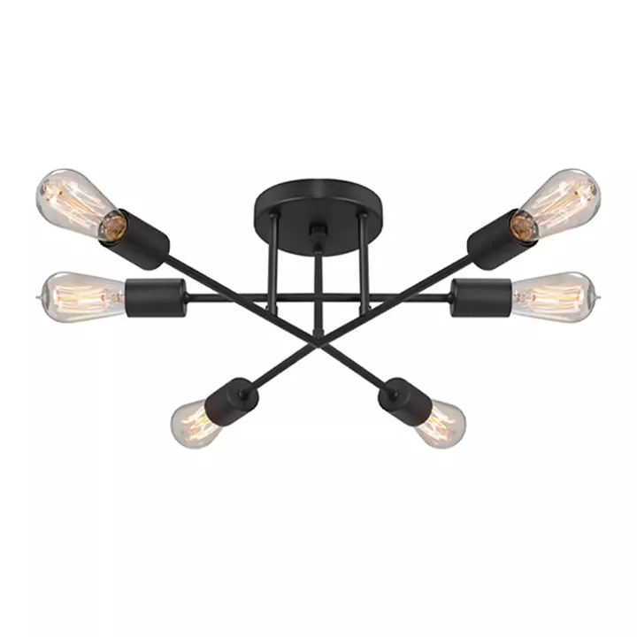 Φωτιστικό οροφής Helga Megapap E27 μεταλλικό εξάφωτο χρώμα μαύρο 50x12x20εκ.