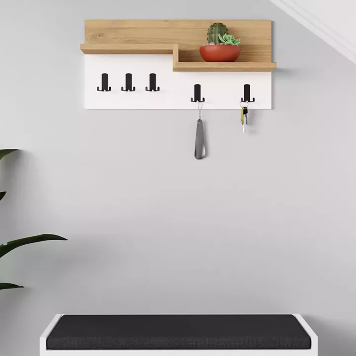 Κρεμάστρα τοίχου Harmon Megapap χρώμα sapphire oak - λευκό 65x15x31εκ.