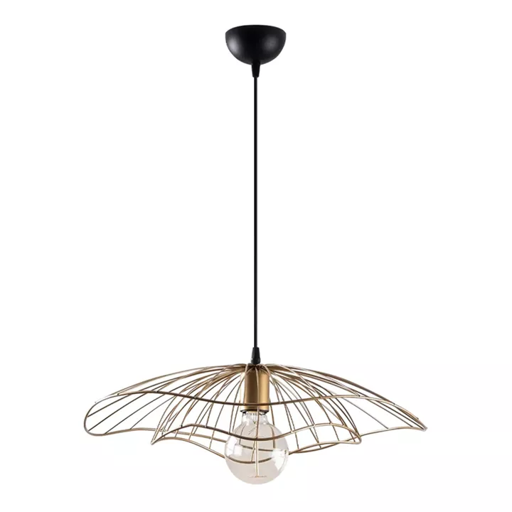 Φωτιστικό οροφής Yildo Megapap E27 μεταλλικό μονόφωτο χρώμα χρυσό vintage Φ50x111εκ.