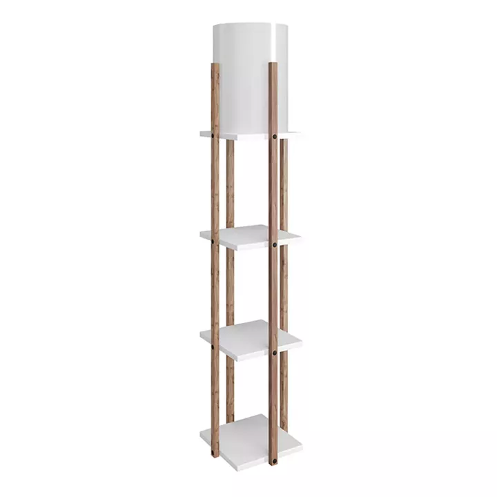 Φωτιστικό δαπέδου Nora Megapap MDF - υφασμάτινο χρώμα λευκό - φυσικό 21x21x135εκ.