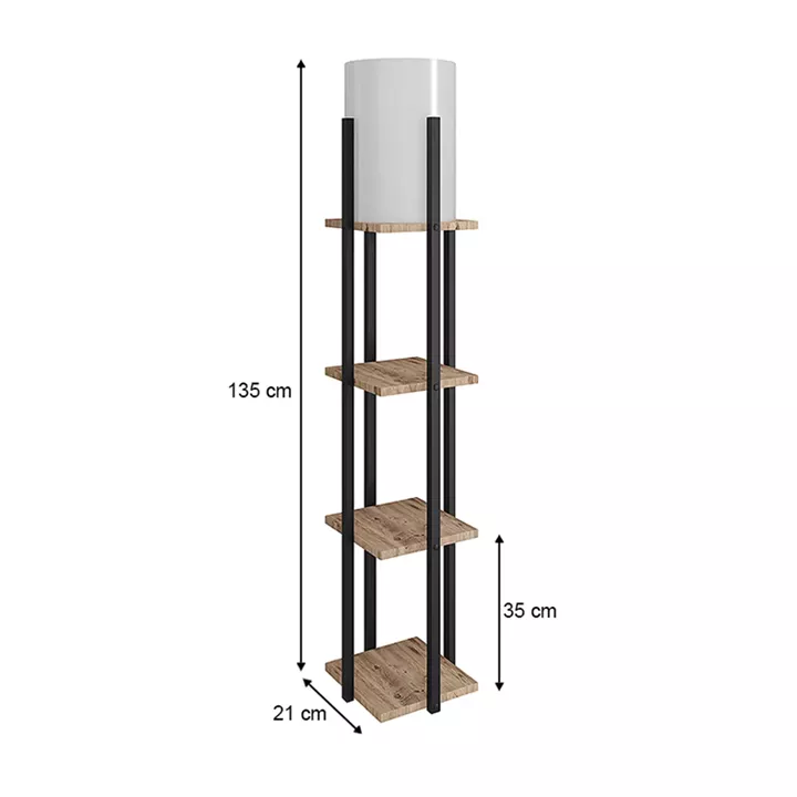 Φωτιστικό δαπέδου Nora Megapap MDF - υφασμάτινο χρώμα φυσικό - μαύρο 21x21x135εκ.