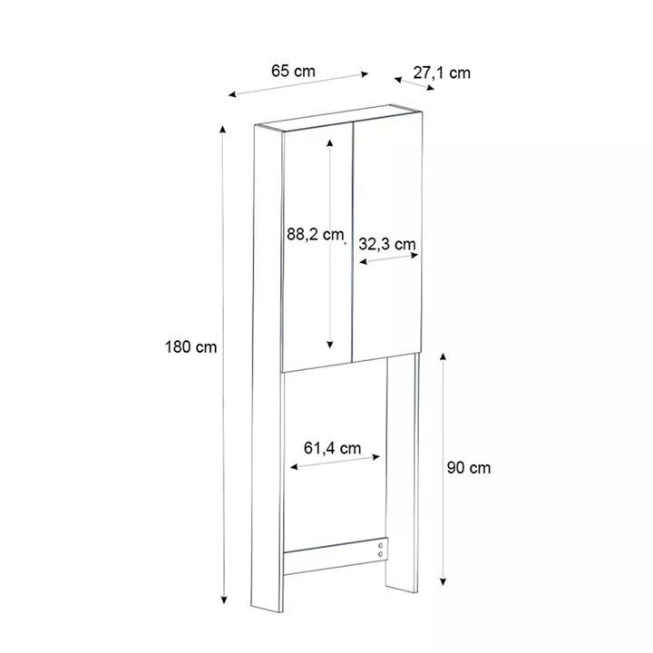 Έπιπλο πλυντηρίου Romme Megapap χρώμα λευκό 65x27,1x180εκ.