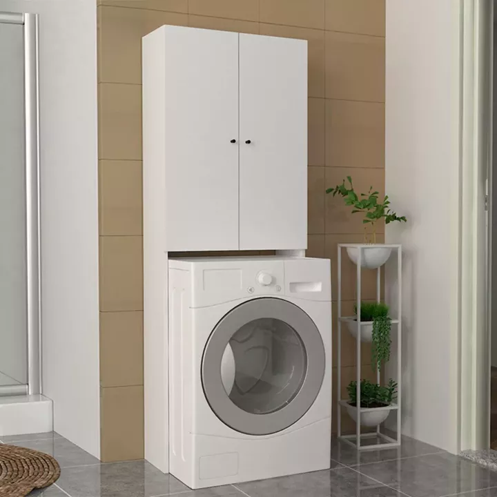 Έπιπλο πλυντηρίου Romme Megapap χρώμα λευκό 65x27,1x180εκ.