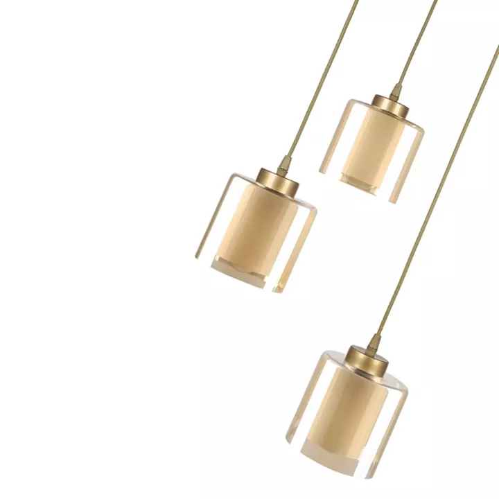 Φωτιστικό οροφής Kenedy Megapap E27 μεταλλικό - γυάλινο τρίφωτο χρώμα χρυσό Ø30x95εκ.