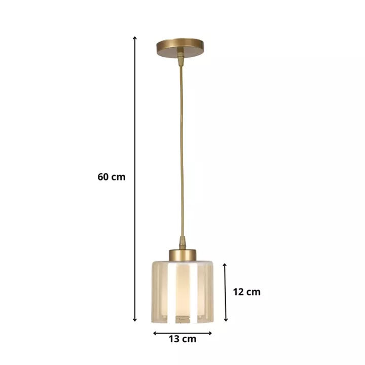 Φωτιστικό οροφής Kenedy Megapap E27 γυάλινο μονόφωτο χρώμα χρυσό Ø13x60εκ.