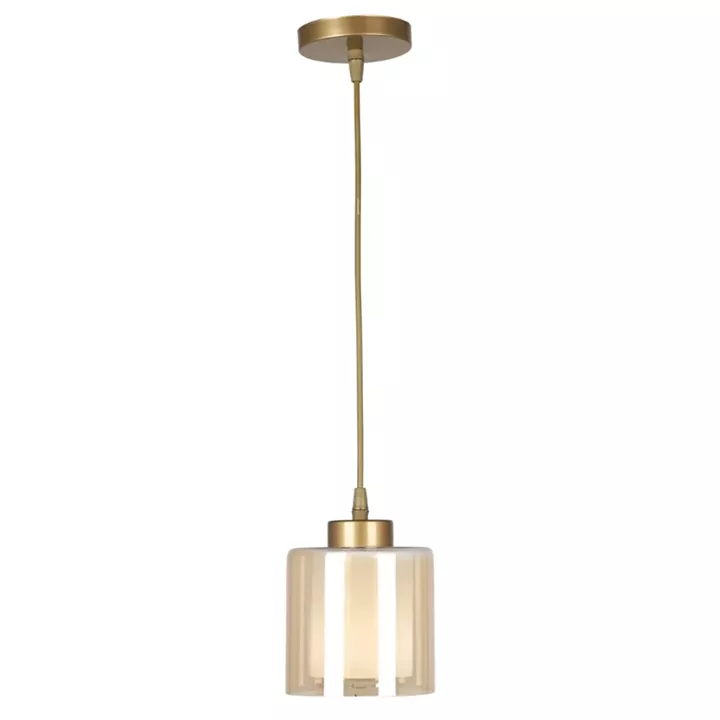 Φωτιστικό οροφής Kenedy Megapap E27 γυάλινο μονόφωτο χρώμα χρυσό Ø13x60εκ.