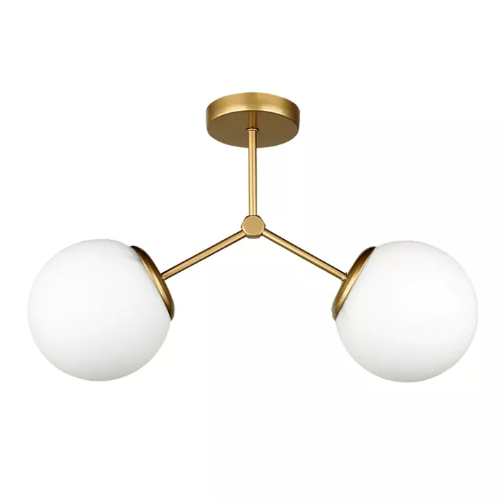 Φωτιστικό οροφής Alison Megapap Ε27 μεταλλικό - γυάλινο δίφωτο χρώμα χρυσό Ø50x30εκ.