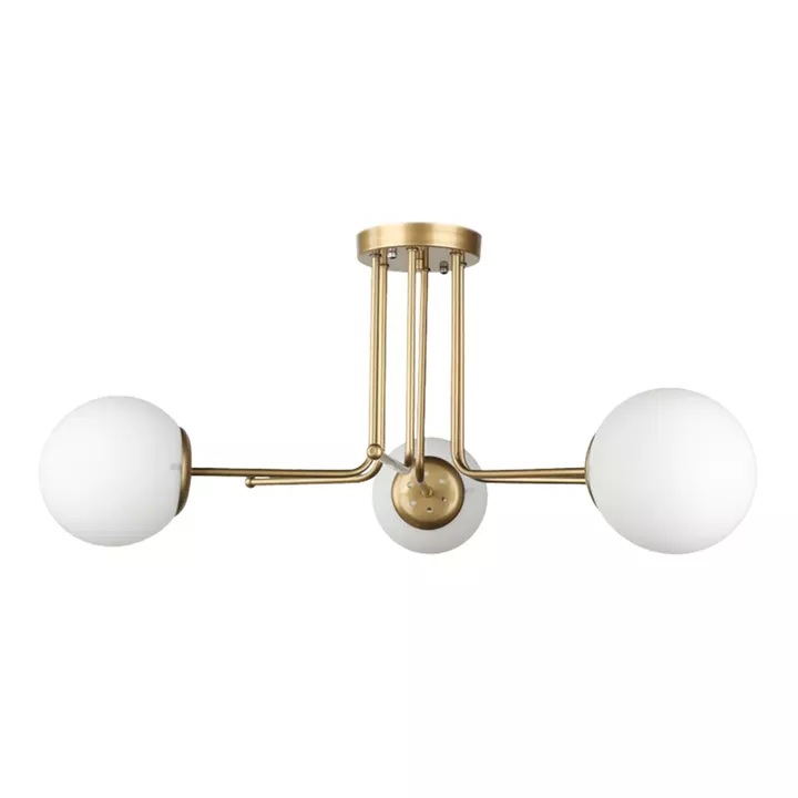 Φωτιστικό οροφής Maxidex Megapap Ε27 μεταλλικό - γυάλινο τρίφωτο χρώμα χρυσό Ø70x50εκ.