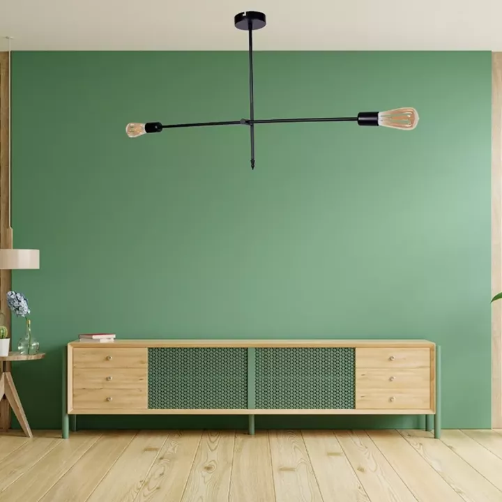 Φωτιστικό οροφής Nimo Megapap E27 μεταλλικό δίφωτο χρώμα μαύρο 92x12x57εκ.