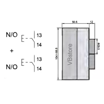 Διάγραμμα μπουτονιέρας βιομηχανικού τύπου με δύο πλήκτρα Up Down, χειριστήριο για βιομηχανικές εφαρμογές, ρολά και γκαραζόπορτες