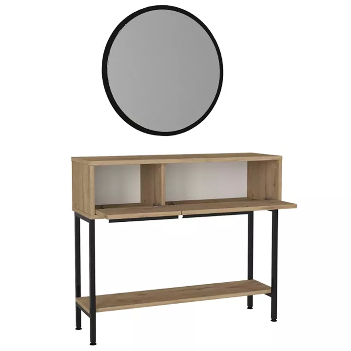 Κονσόλα με καθρέπτη Suzy Megapap χρώμα sapphire oak 90x29,6x76εκ.