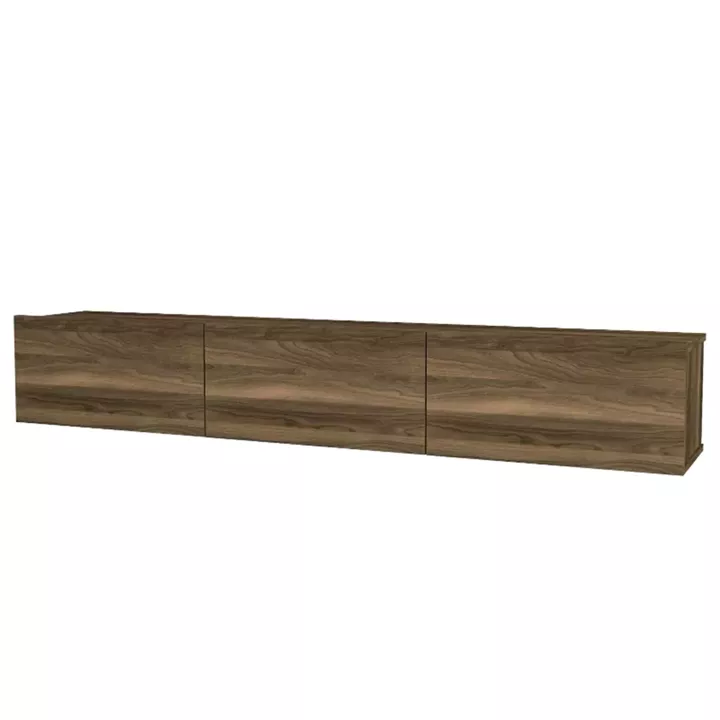 Έπιπλο τηλεόρασης επιτοίχιο Damla Megapap με LED χρώμα καρυδί 180x29,5x29,5εκ.