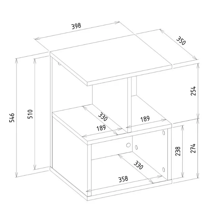 Κομοδίνο Entiero Megapap χρώμα sapphire oak 39,8x35x54,6εκ.