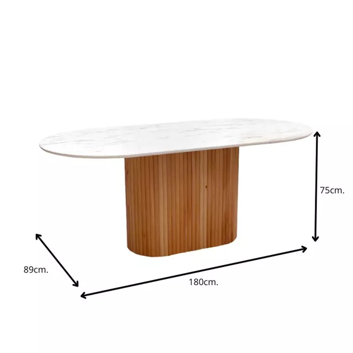Τραπέζι Borno Megapap χρώμα φυσικό - λευκό εφέ μαρμάρου 180x89x75 εκ.