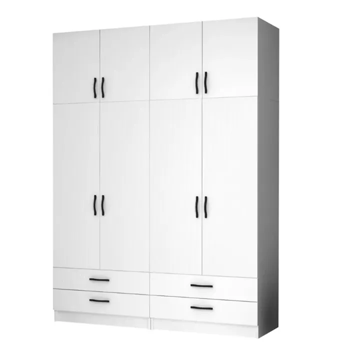 Ντουλάπα ρούχων Ricardo Megapap τετράφυλλη με πατάρι χρώμα λευκό 160x51,8x240εκ.