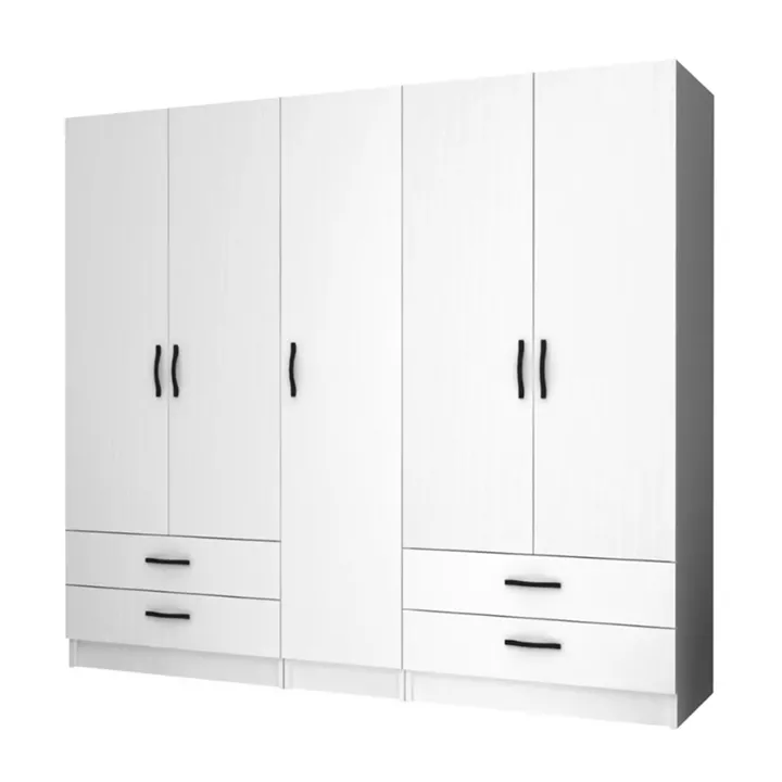 Ντουλάπα ρούχων Ricardo Megapap πεντάφυλλη χρώμα λευκό 200x51,8x181εκ.