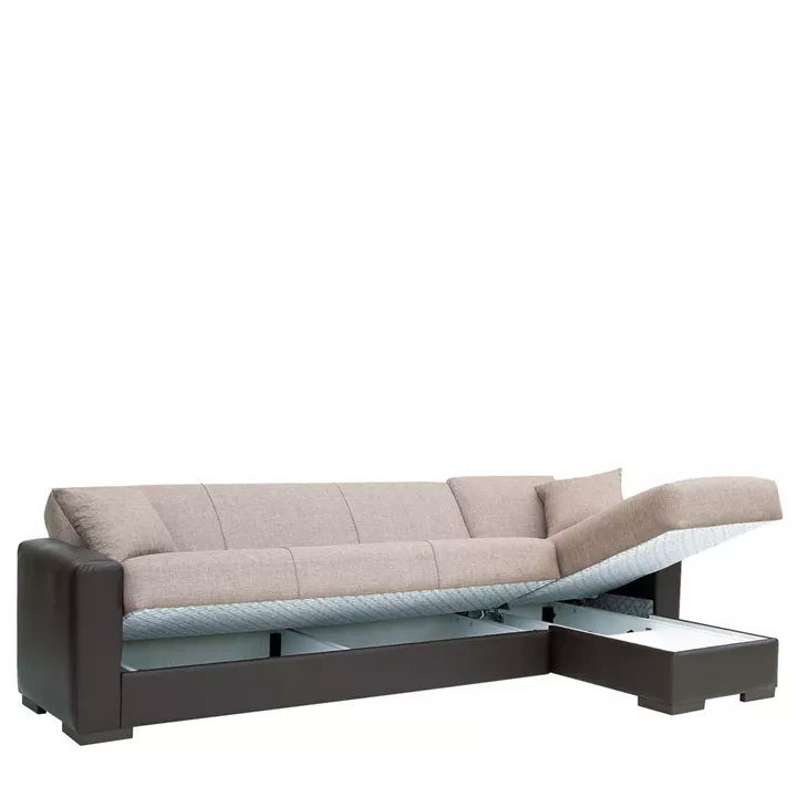 Καναπές Κρεβάτι Γωνιακός ArteLibre JOSE Μπεζ/Καφέ PU 270x150x86cm