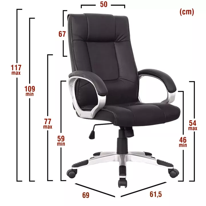 Καρέκλα Γραφείου ArteLibre ΡHNH Μαύρο PU 61.5x69x109-117cm