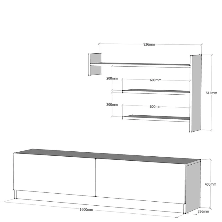 Σύνθετο ArteLibre ALPHA Λευκό 160x32x40cm