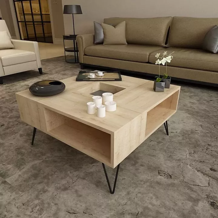 Τραπεζάκι Σαλονιού ArteLibre DONOUSA Δρυς/Μαύρο 80x80x38.6cm