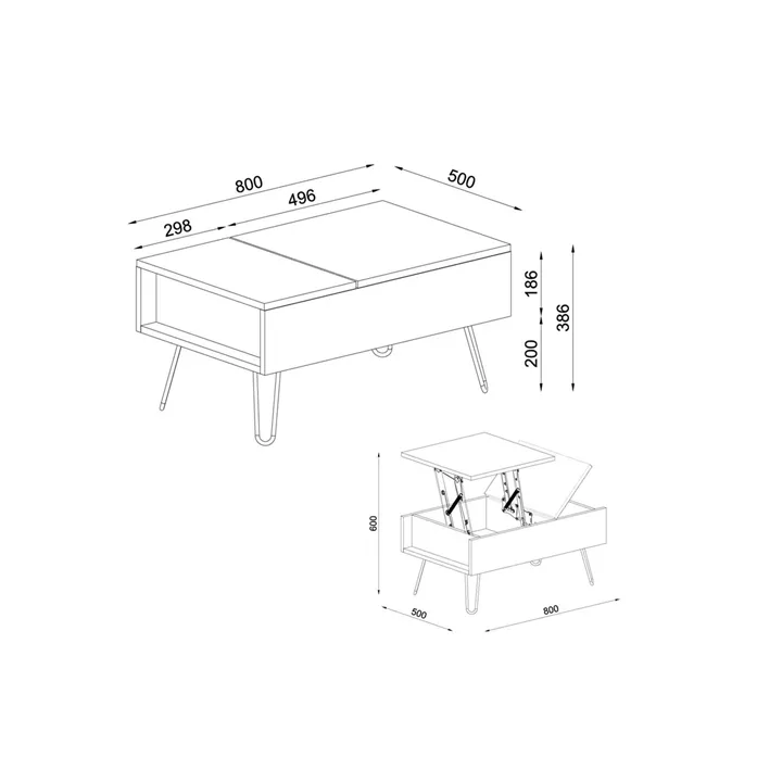 Τραπεζάκι Σαλονιού ArteLibre LIMNOS Φυσικό/Λευκό Μοριοσανίδα/Μελαμίνη 80x50x39cm