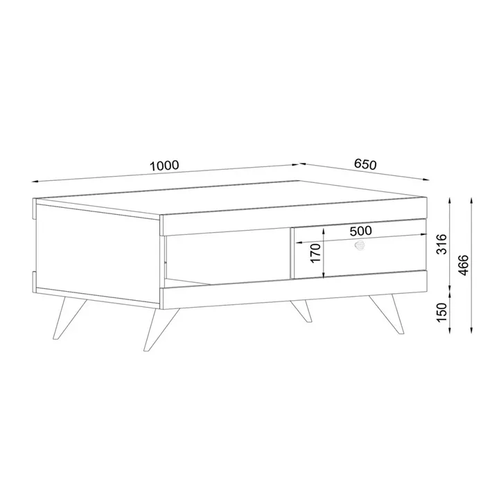 Τραπεζάκι Σαλονιού ArteLibre Hios Λευκό-Σκούρο Καφέ 100x65x47cm