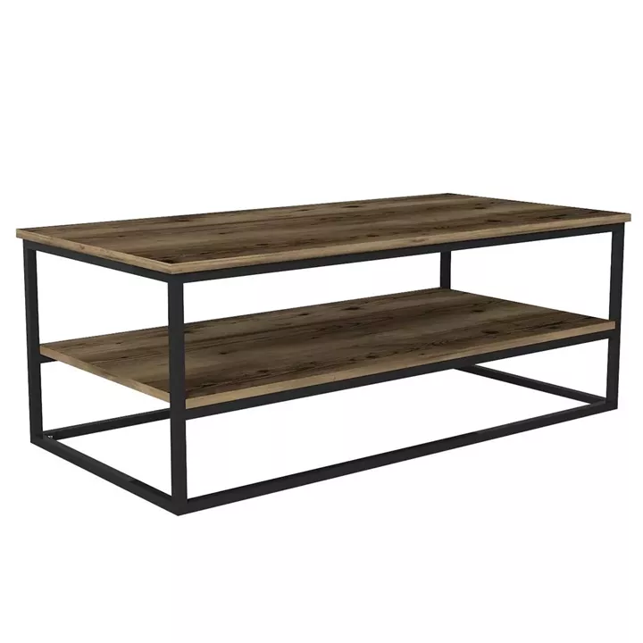 Τραπεζάκι Σαλονιού ArteLibre MYKONOS Σκούρο Καφέ/Μαύρο Μοριοσανίδα/Μελαμίνη/Μέταλλο 120x60x43cm