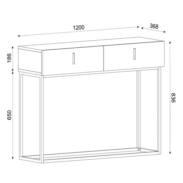Κονσόλα ArteLibre Mykonos Καφέ/Μαύρη Βάση Μοριοσανίδα/Μελαμίνη/Μέταλλο 120x37x84cm