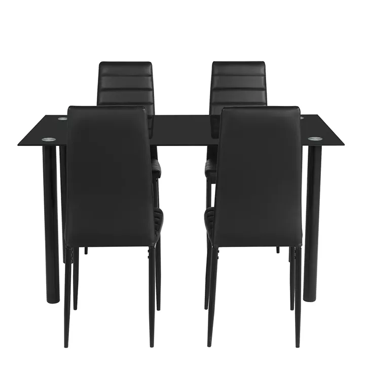 Σετ Τραπεζαρίας (4+1) ArteLibre TAGETES Μαύρο 120x70x75cm