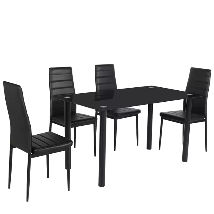 Σετ Τραπεζαρίας (4+1) ArteLibre TAGETES Μαύρο 120x70x75cm