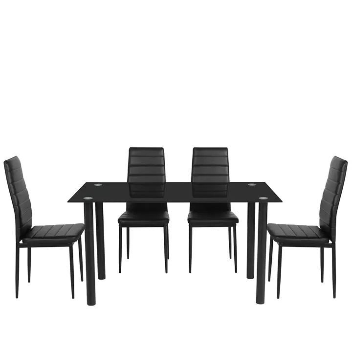 Σετ Τραπεζαρίας (4+1) ArteLibre TAGETES Μαύρο 120x70x75cm