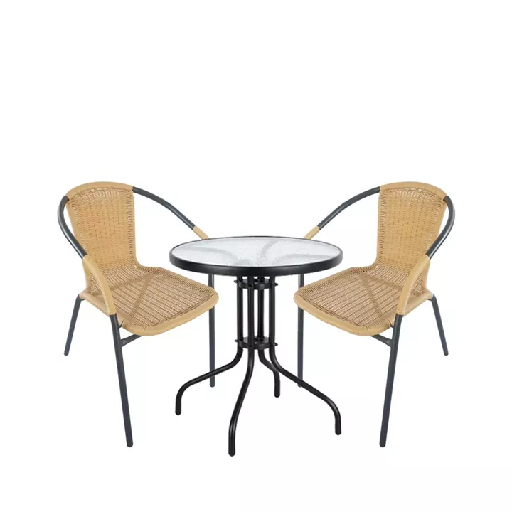 Σετ Τραπεζαρία Κήπου ArteLibre Earth Μέταλλο Μαύρο/Μπεζ Με 2 Πολυθρόνες