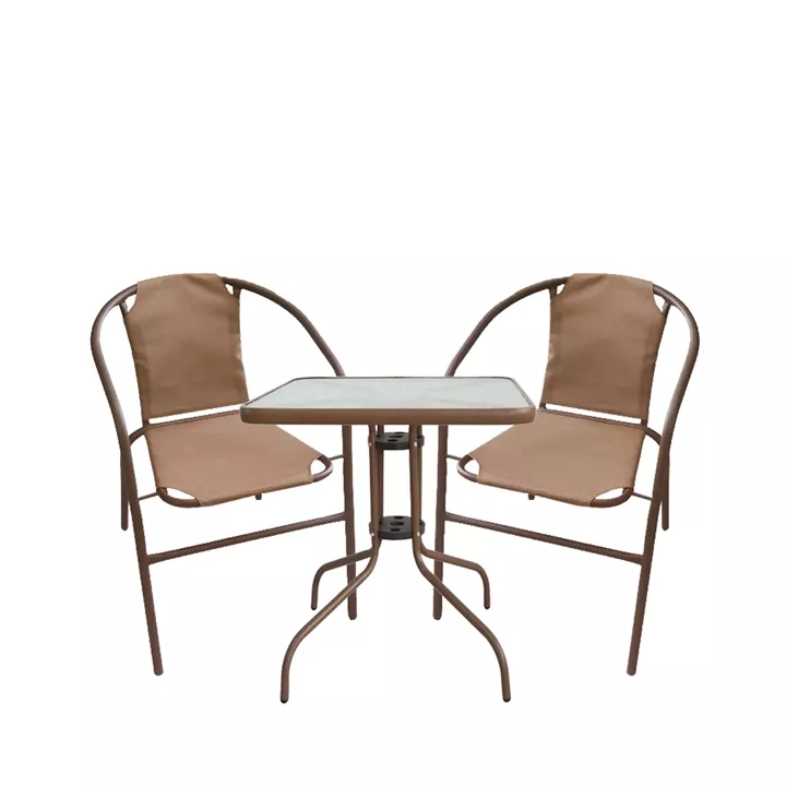Σετ Τραπεζαρία Κήπου ArteLibre MARS Μέταλλο Καφέ Με 2 Πολυθρόνες