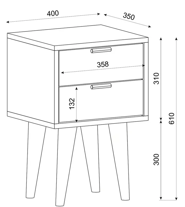Κομοδίνο ArteLibre KITHIRA Φυσικό/Λευκό Μελαμίνη 40x35x61cm