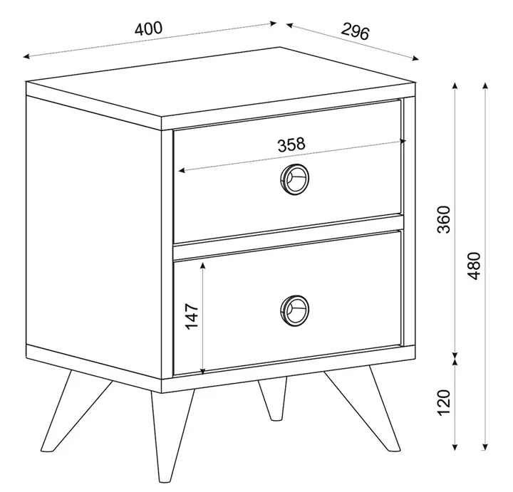 Κομοδίνο ArteLibre KALYMNOS Καρυδί Με Σχέδιο 40x30x48cm