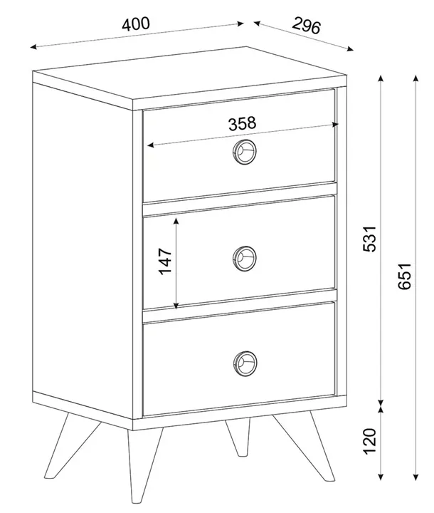 Κομοδίνο ArteLibre KALYMNOS Καρυδί Με Σχέδιο 40x30x65cm