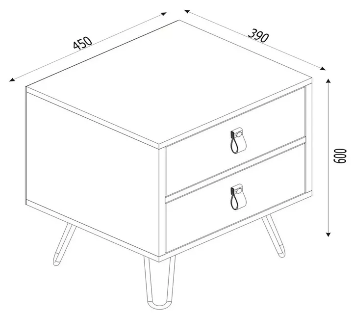 Κομοδίνο ArteLibre TILOS Φυσικό/Ανθρακί/Ανοιχτό Καφέ 45x39x60cm