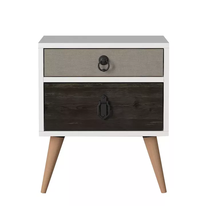 Κομοδίνο ArteLibre KIMOLOS Λευκό/Φυσικό/Καφέ 45x30x52cm