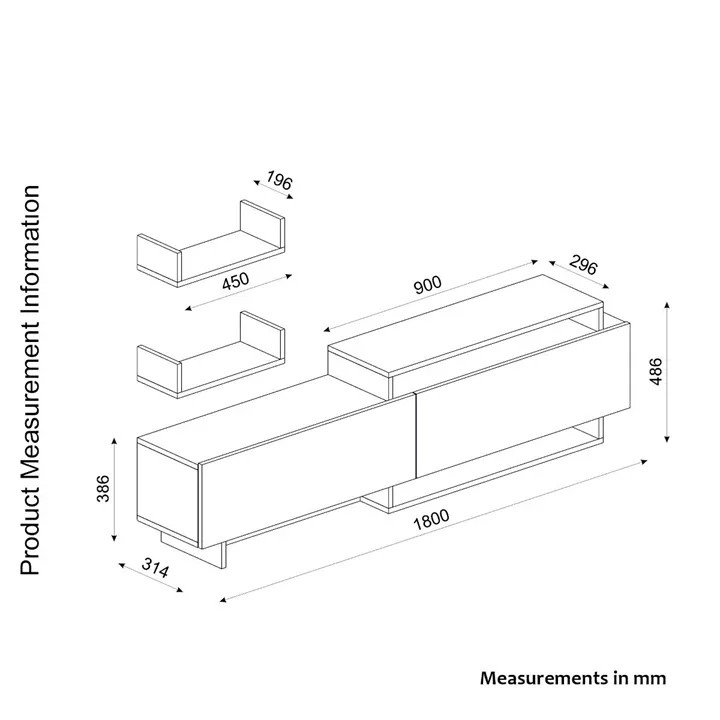 Σύνθετο ArteLibre WENDY Καρυδί/Ανθρακί 180x31.4x48.6cm