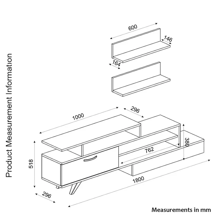 Σύνθετο ArteLibre KEVIN Λευκό/Καρυδί 180x29.6x51.8cm