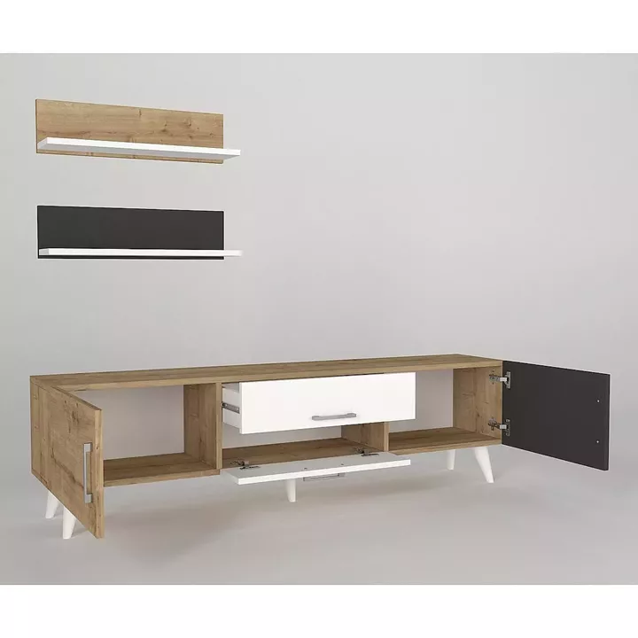 Σύνθετο ArteLibre OREGON Sapphire/Ανθρακί/Μπεζ Μοριοσανίδα 160x32x45cm