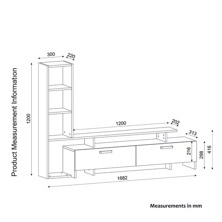 Σύνθετο ArteLibre KENTUCKY Sapphire/Λευκό Μοριοσανίδα 168x30x120cm