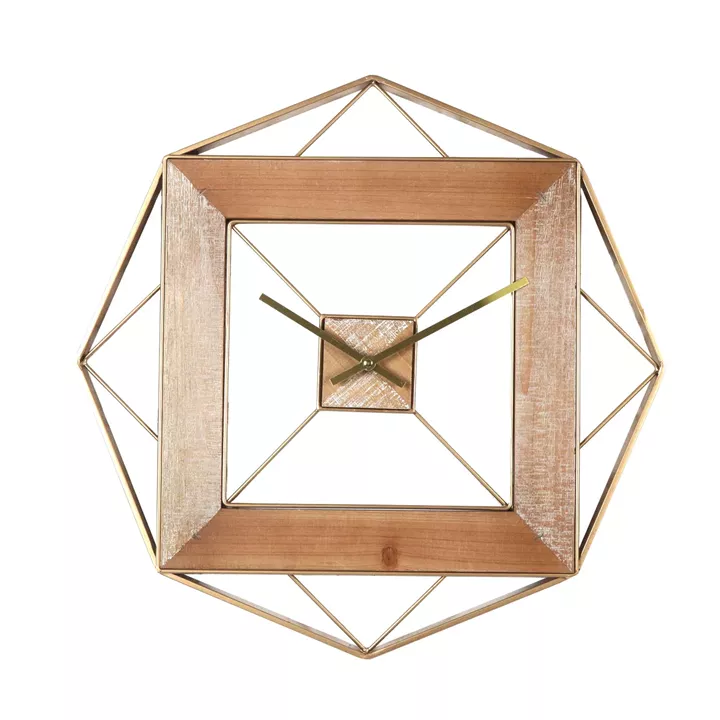 Ρολόι Τοίχου ArteLibre Χρυσό/Φυσικό Μέταλλο/MDF 51x51x4.5cm