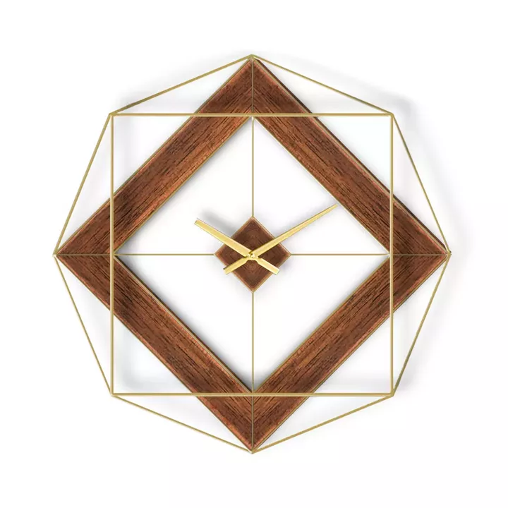 Ρολόι Τοίχου ArteLibre Χρυσό/Φυσικό Μέταλλο/MDF 51x51x7.5cm