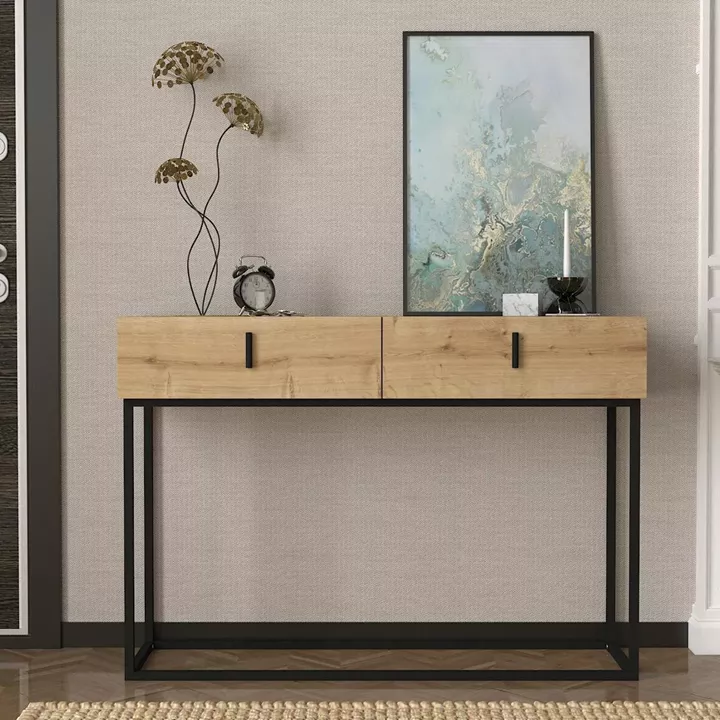 Κονσόλα ArteLibre MYKONOS Φυσικό/Μαύρο Μοριοσανίδα/Μελαμίνη/Μέταλλο 120x37x84cm