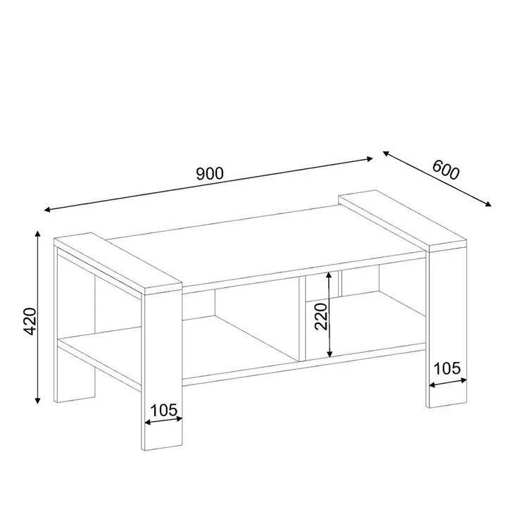 Τραπεζάκι Σαλονιού ArteLibre ARSIDA Λευκό/Καρυδί Μοριοσανίδα/Μελαμίνη 90x60x42cm